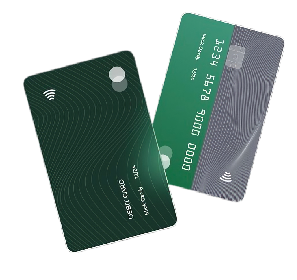 Robotic hand holding a Bright Stone credit card